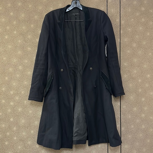 🔥🔥🔥 Rag & Bone Black Wool Lamb leather Jacket Coat - Picture 14 of 16